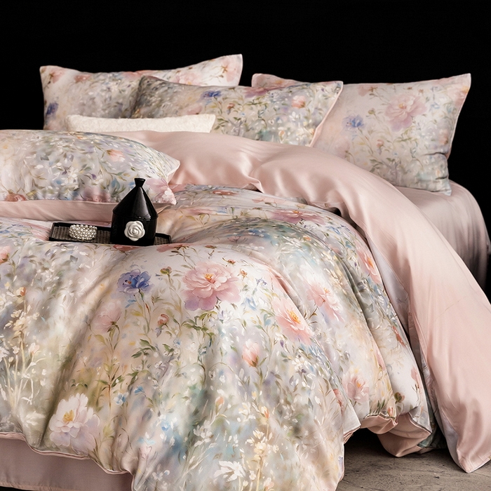 91家纺网 家纺一手货源 找家纺 （总）立奥被业 2025年新款100%兰精天丝四件套天丝数码印花四件套