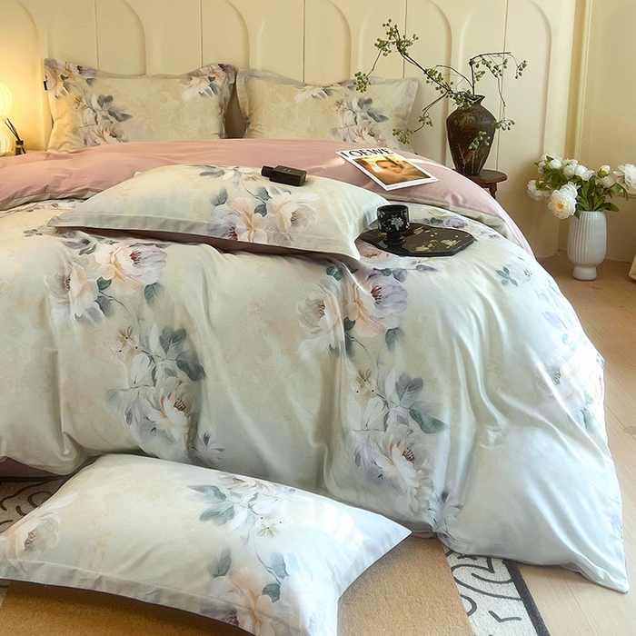 91家纺网 家纺一手货源 找家纺 梧桐树 2025新款100%全棉60S长绒棉套件 S33清爽海盐