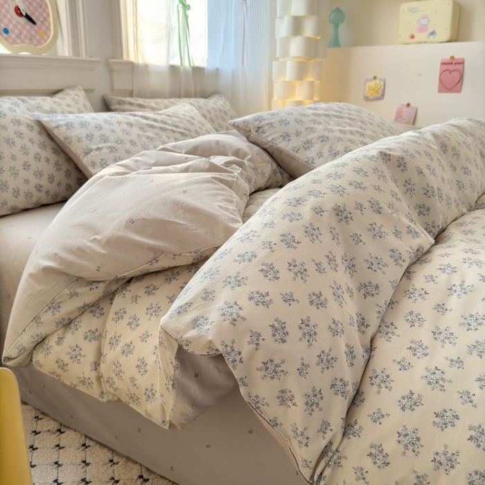 91家纺网 家纺一手货源 找家纺 （总）清雅福 2025全棉13372小清新四件套和单被套早春系列第二批--单枕套