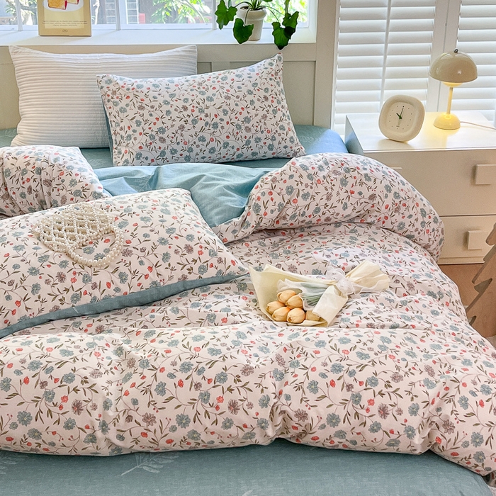 91家纺网 家纺一手货源 找家纺 清雅福 2025全棉13372小清新四件套和单被套早春系列第二批--四件套 西雅图