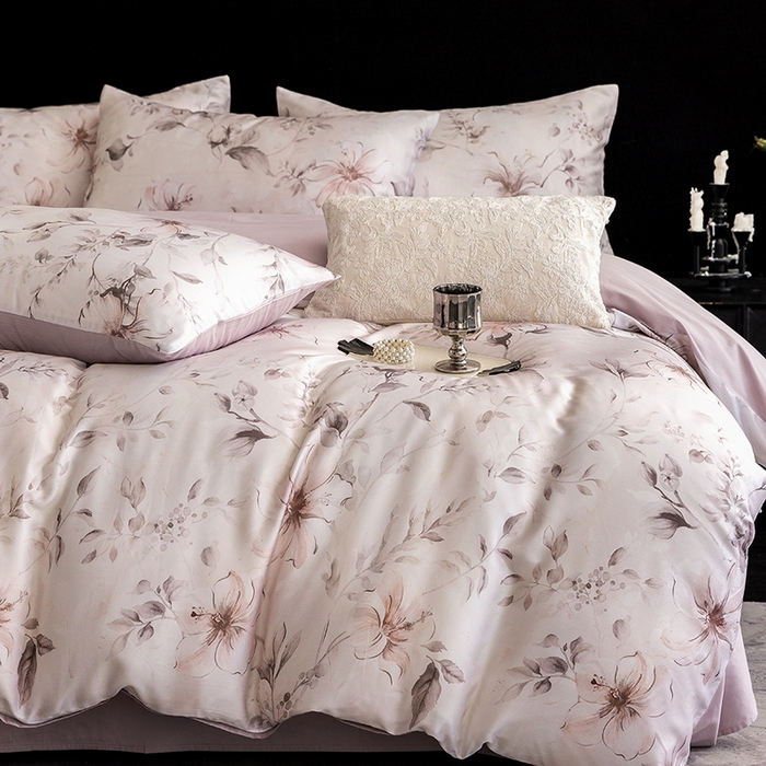 91家纺网 家纺一手货源 找家纺 立奥被业 2025新款60S数码印花四件套四件套 梵希-紫