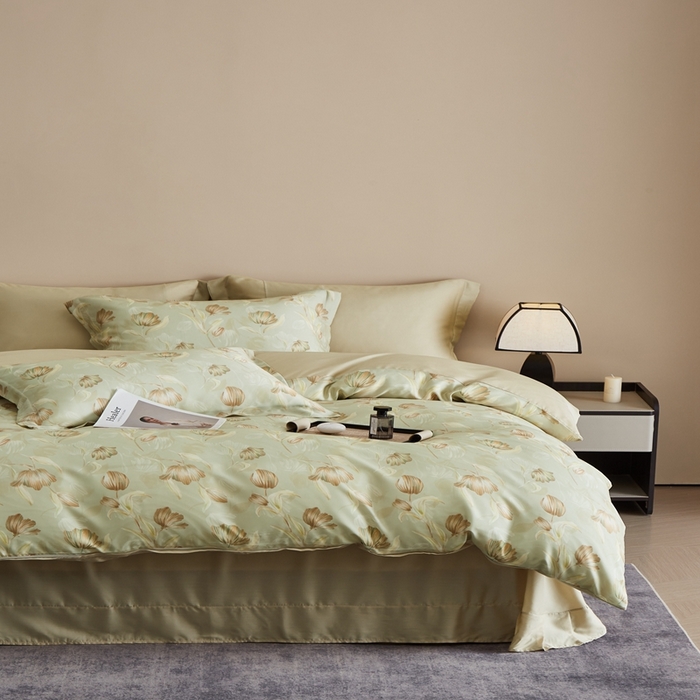 91家纺网 家纺一手货源 找家纺 顾家家居 2025新款莱塞尔数码印花四件套 媞雅