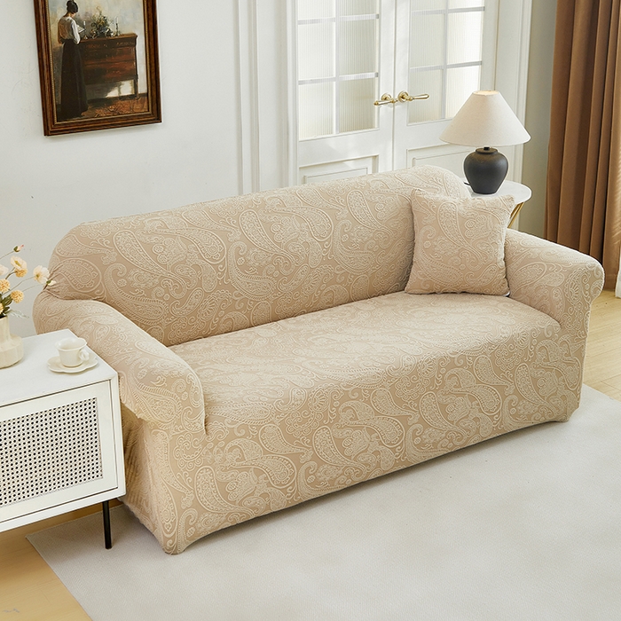 91家纺网 家纺一手货源 找家纺 逐日沙发套 2025新款提花绒沙发套-古罗 卡其