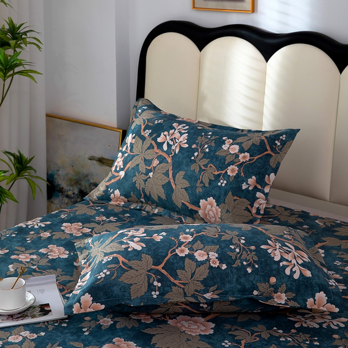 91家纺网 家纺一手货源 找家纺 帛洵2025新款原棉老粗布床单 静夜花开