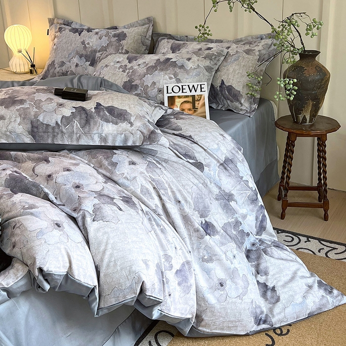 91家纺网 家纺一手货源 找家纺 梧桐树 2025新款100%全棉60S长绒棉套件 S31半岛花茶