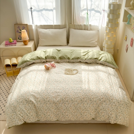 91家纺网 家纺一手货源 找家纺 （总）清雅福 2025全棉13372小清新四件套和单被套早春系列第二批--单被套