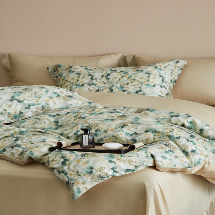 91家纺网 家纺一手货源 找家纺 顾家家居 2025新款莱塞尔数码印花四件套 青梧