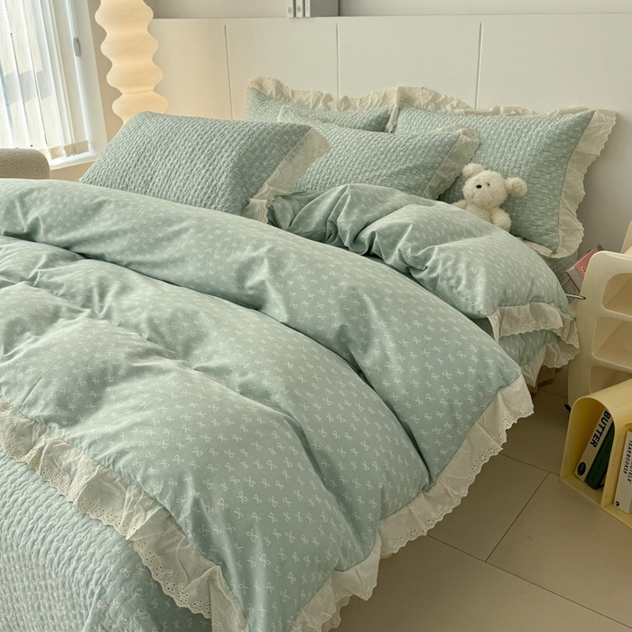 91家纺网 家纺一手货源 找家纺 添越 2024新款纯棉砂洗床盖恋曲兰