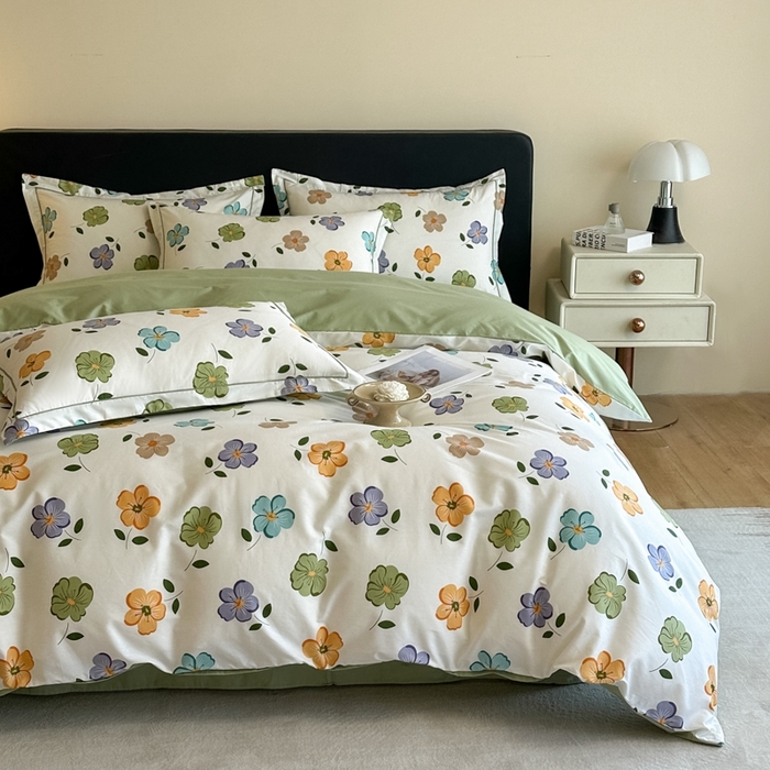 91家纺网 家纺一手货源 找家纺 格里芬家纺 2025新款全棉四件套13376纯棉印花四件套 心随花开