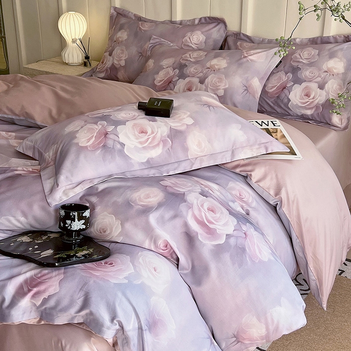 91家纺网 家纺一手货源 找家纺 梧桐树 2025新款100%全棉60S长绒棉套件 S30韵彩-紫