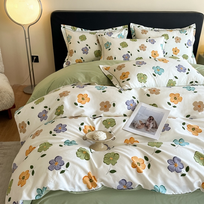 91家纺网 家纺一手货源 找家纺 格里芬家纺 2025新款全棉四件套13376纯棉印花四件套 心随花开