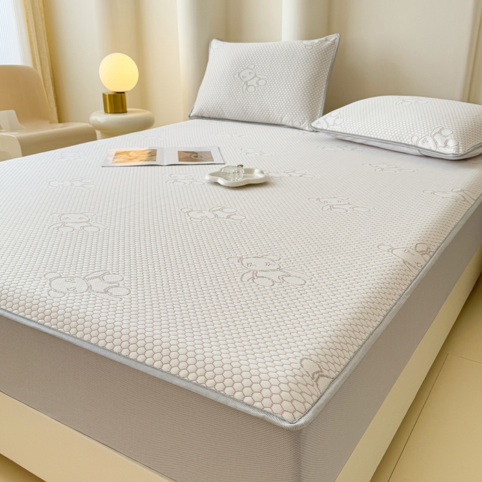 91家纺网 家纺一手货源 找家纺 小萌虎 2025新款冰豆豆凉席 床笠款 咖色