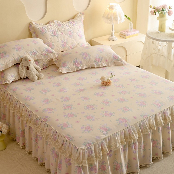 91家纺网 家纺一手货源 找家纺 美达家纺 2025新款全棉印花单床裙 幽香私语黄