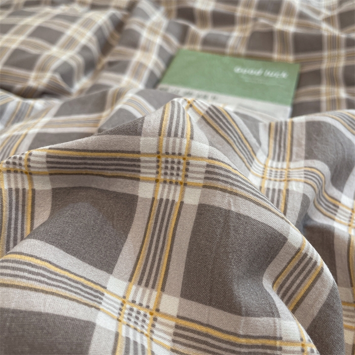 91家纺网 家纺一手货源 找家纺 （总）盛秋家纺 2025新款水洗棉格子条纹系列四件套【易安阁】