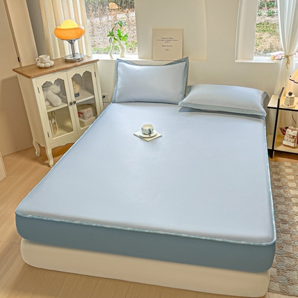 鑫琪莱家纺 2025云母凉感冰丝席 床笠款-云母蓝