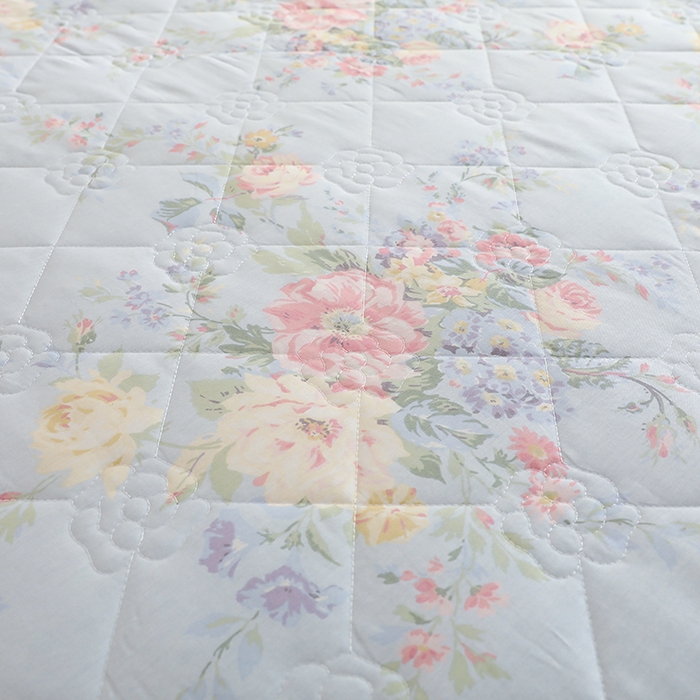 91家纺网 家纺一手货源 找家纺 美达家纺 2025新款全棉印花床裙四件套 栀夏海棠-蓝