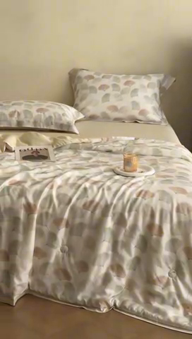 91家纺网 家纺一手货源 找家纺 黛舒家居 2025新款天丝印花夏被四件套 林间秘信