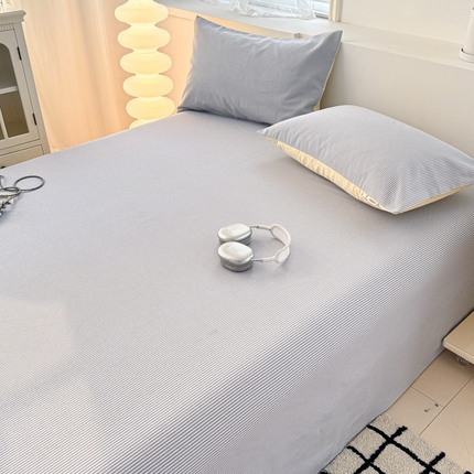 91家纺网 家纺一手货源 找家纺 眠博士2025新款全棉老粗布床单 老粗布床单-细条灰