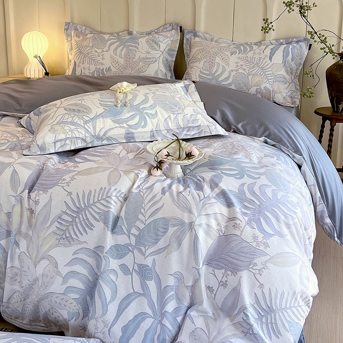 91家纺网 家纺一手货源 找家纺 梧桐树 2025新款100%全棉60S长绒棉套件 S21深海秘境-紫