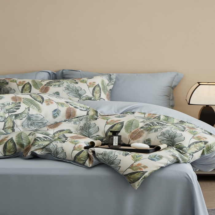 91家纺网 家纺一手货源 找家纺 顾家家居 2025新款莱塞尔数码印花四件套 曼茂