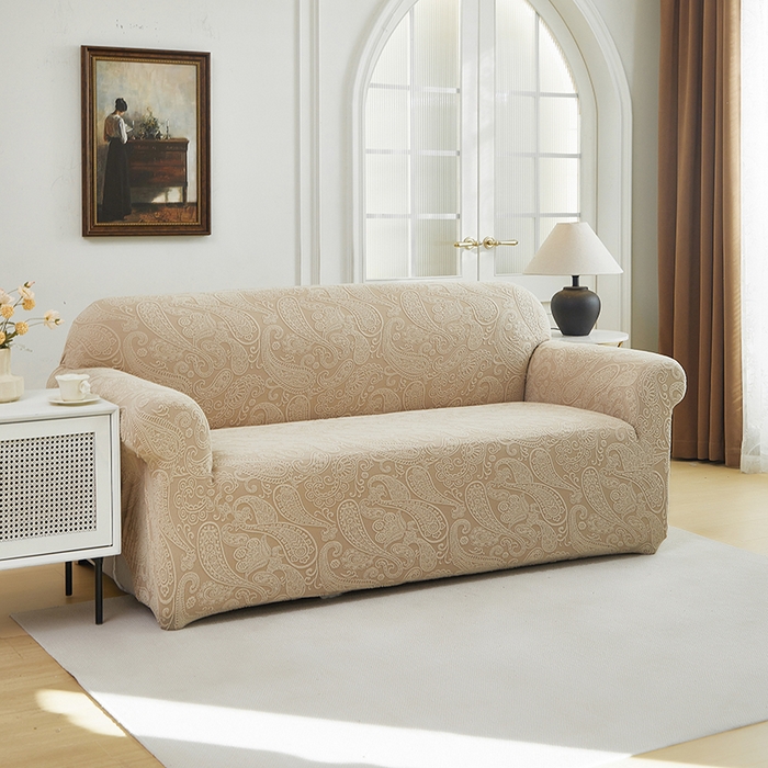 91家纺网 家纺一手货源 找家纺 逐日沙发套 2025新款提花绒沙发套-古罗 卡其