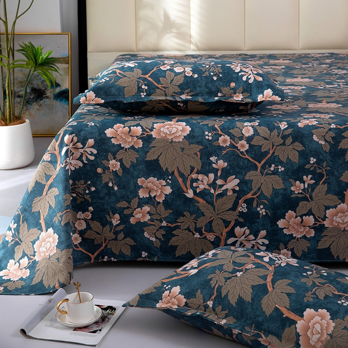 91家纺网 家纺一手货源 找家纺 帛洵2025新款原棉老粗布床单 静夜花开