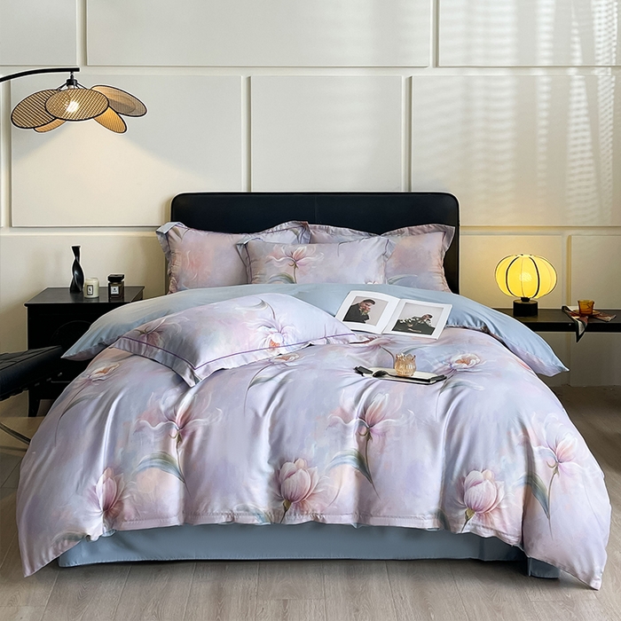 91家纺网 家纺一手货源 找家纺 帛美家纺 2025新款40S莱赛尔天丝棉数码印花四件套 幻彩锦