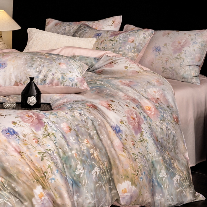 91家纺网 家纺一手货源 找家纺 （总）立奥被业 2025年新款100%兰精天丝四件套天丝数码印花四件套