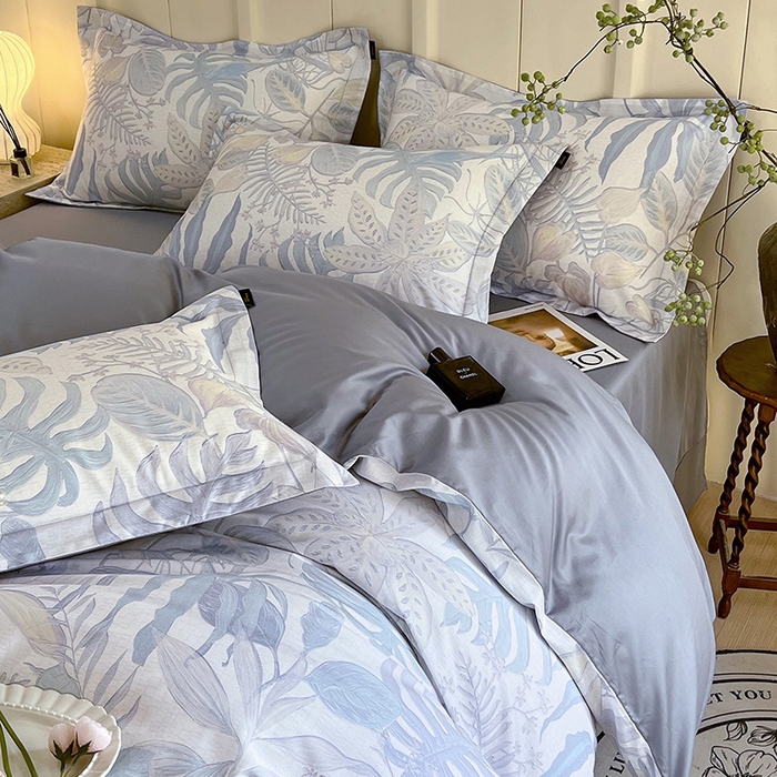 91家纺网 家纺一手货源 找家纺 梧桐树 2025新款100%全棉60S长绒棉套件 S21深海秘境-紫