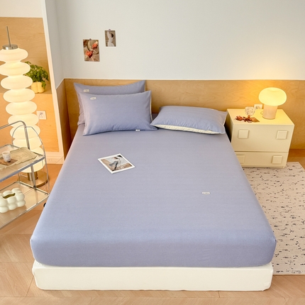 眠博士2025新款全棉老粗布床笠 老粗布床笠-月光中蓝