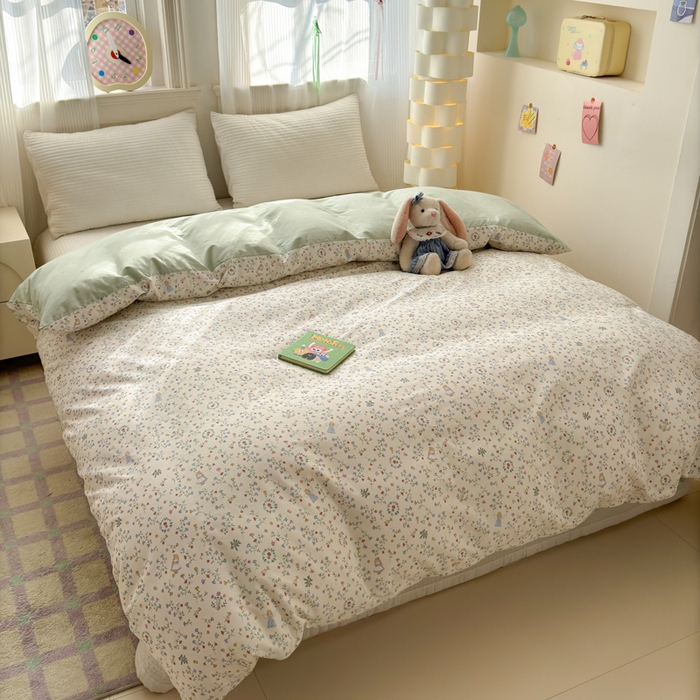 91家纺网 家纺一手货源 找家纺 清雅福 2025全棉13372小清新四件套和单被套早春系列第二批--单被套 一枝如画