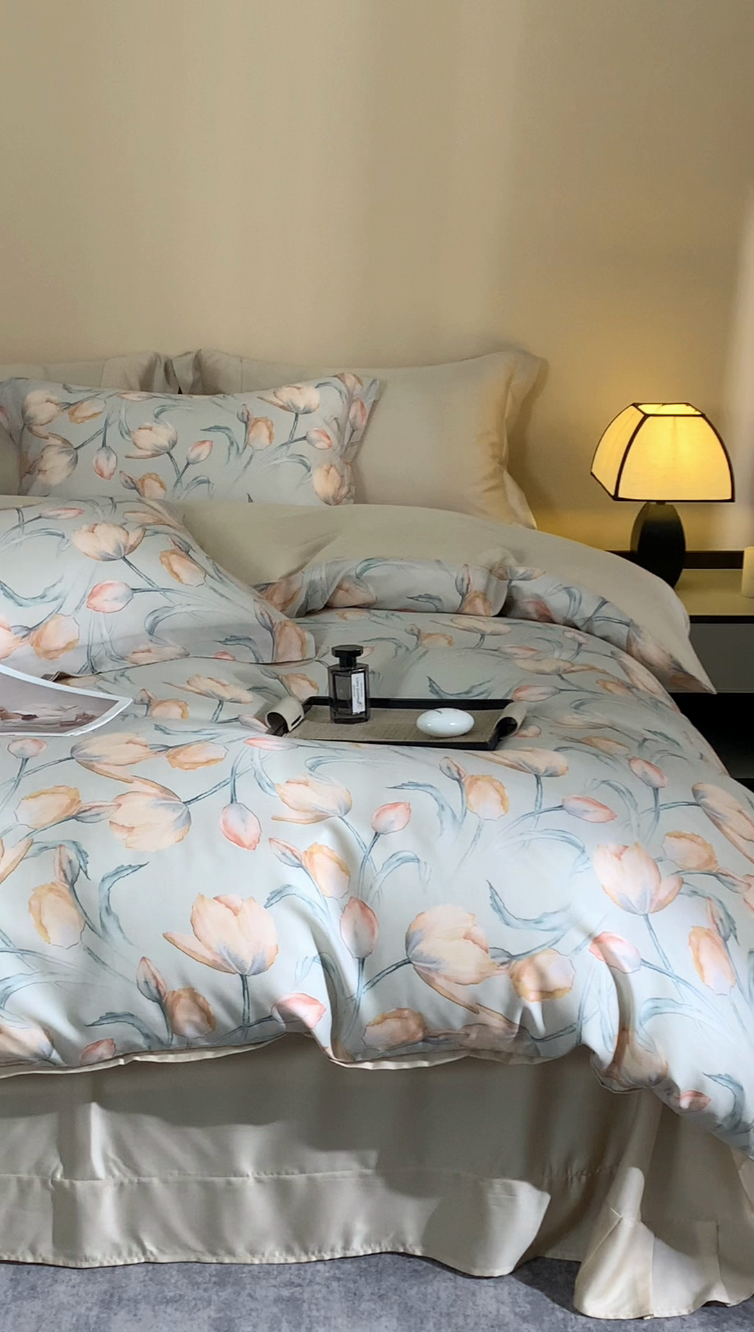 91家纺网 家纺一手货源 找家纺 顾家家居 2025新款莱塞尔数码印花四件套 荨香