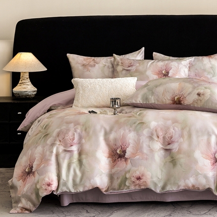 立奥被业 2025新款60S数码印花四件套四件套 微澜-紫