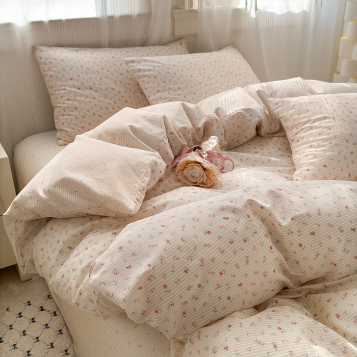 91家纺网 家纺一手货源 找家纺 清雅福 2025全棉13372小清新四件套和单被套早春系列第二批--单枕套 朴之风