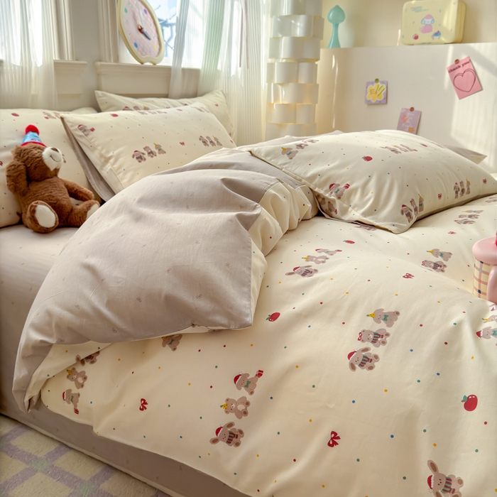 91家纺网 家纺一手货源 找家纺 清雅福 2025全棉13372小清新四件套和单被套早春系列第二批--四件套 小美满