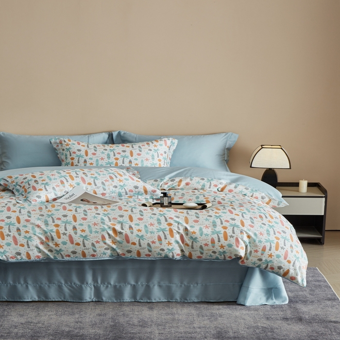 91家纺网 家纺一手货源 找家纺 顾家家居 2025新款莱塞尔数码印花四件套 慕夏