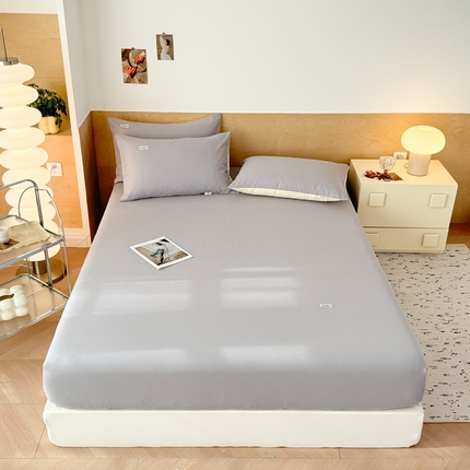 眠博士2025新款全棉老粗布床笠 老粗布床笠-月光灰