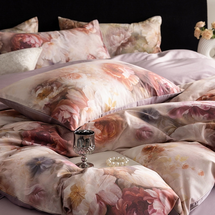 91家纺网 家纺一手货源 找家纺 立奥被业 2025新款60S数码印花四件套四件套 木兰紫