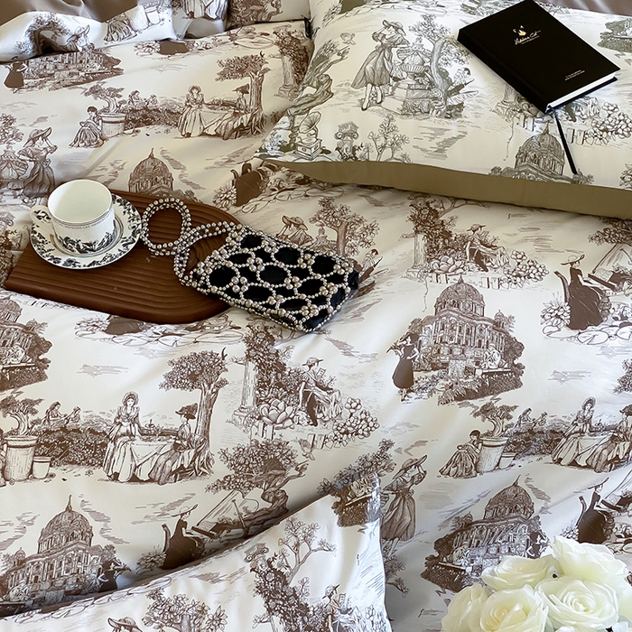 91家纺网 家纺一手货源 找家纺 （总）赫帛 2025新款赫本猫联名系列四件套-南法庄园