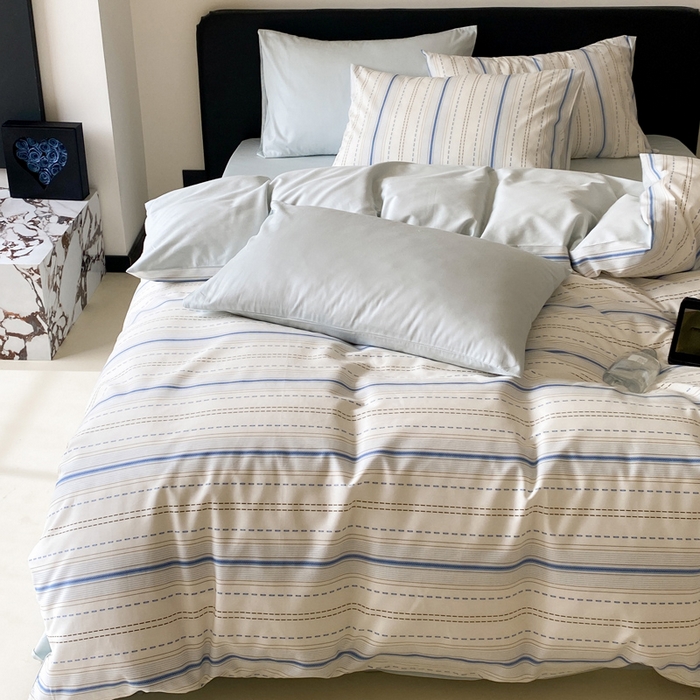 91家纺网 家纺一手货源 找家纺 帅露 2025开春新品全棉喷气13070小清新印花纯棉全棉四件套 海盐柚子