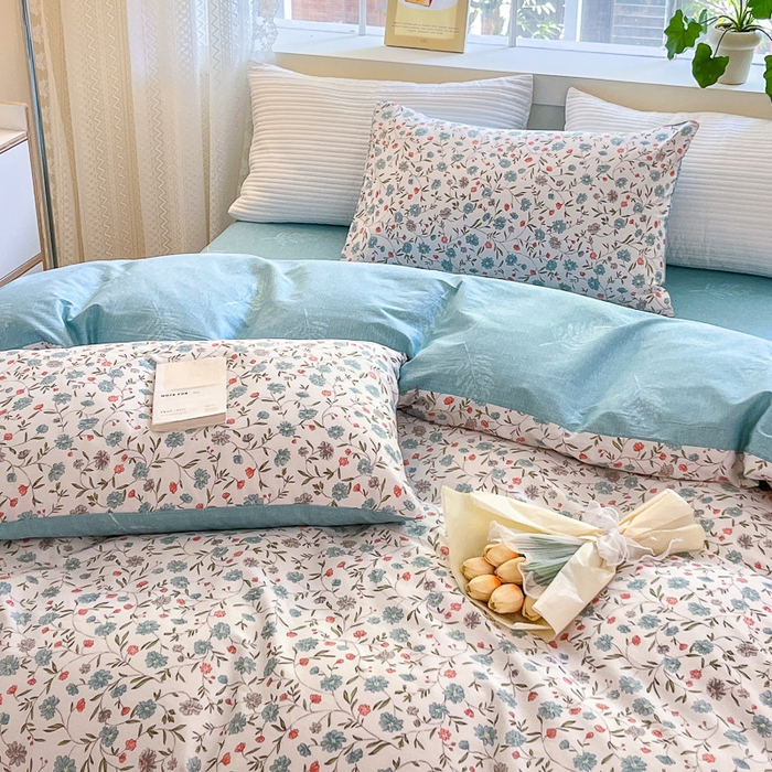 91家纺网 家纺一手货源 找家纺 清雅福 2025全棉13372小清新四件套和单被套早春系列第二批--单枕套 西雅图