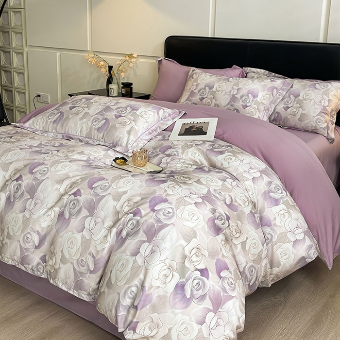 91家纺网 家纺一手货源 找家纺 帛美家纺 2025新款40S莱赛尔天丝棉数码印花四件套 白月空窗-