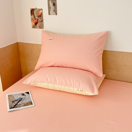 91家纺网 家纺一手货源 找家纺 眠博士2025新款全棉老粗布枕套 老粗布枕套-月光粉