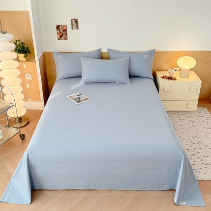 眠博士2025新款全棉老粗布床单 老粗布床单-月光浅兰