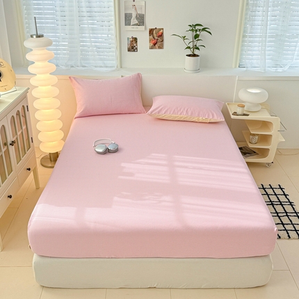 眠博士2025新款全棉老粗布床笠 老粗布床笠-细条橘