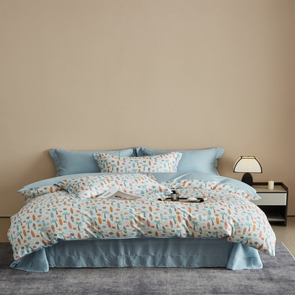 91家纺网 家纺一手货源 找家纺 顾家家居 2025新款莱塞尔数码印花四件套 慕夏