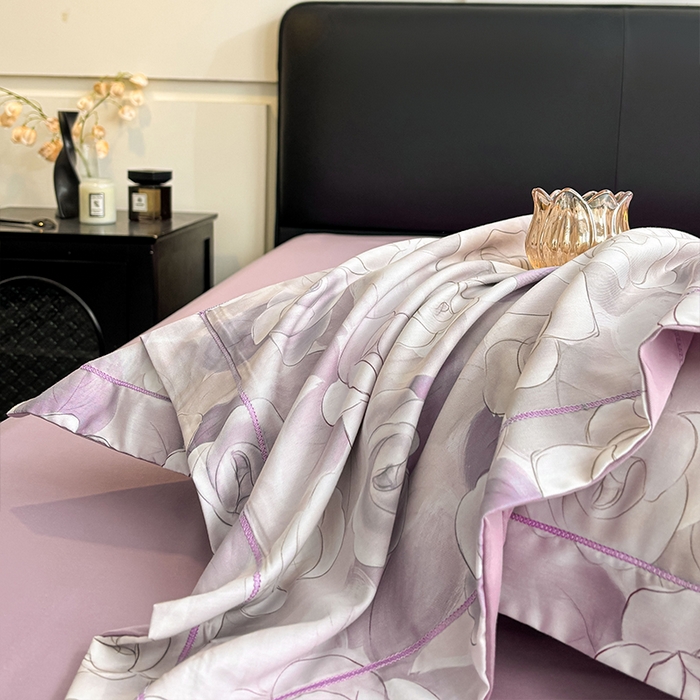 91家纺网 家纺一手货源 找家纺 帛美家纺 2025新款40S莱赛尔天丝棉数码印花四件套 白月空窗-