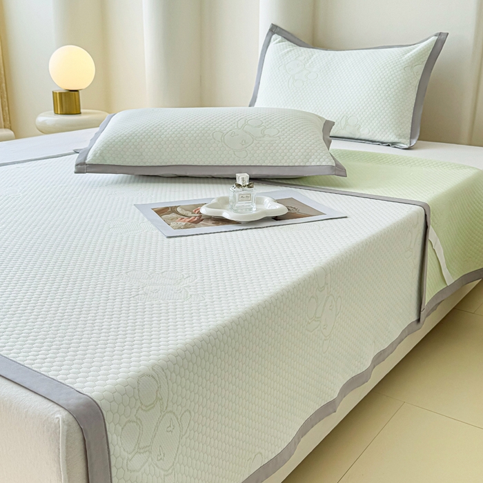 91家纺网 家纺一手货源 找家纺 小萌虎 2025新款冰豆豆凉席 凉席款 果绿