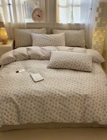 91家纺网 家纺一手货源 找家纺 清雅福 2025全棉13372小清新四件套和单被套早春系列第二批--四件套 芭莎夫人