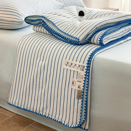 91家纺网 家纺一手货源 找家纺 （总）一加一 2025新款A类母婴级全棉双层纱牛奶蛋白夏被四件套